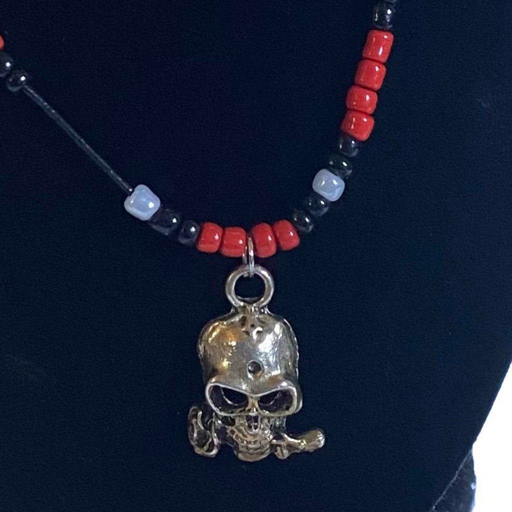 Skull With Rose Necklace